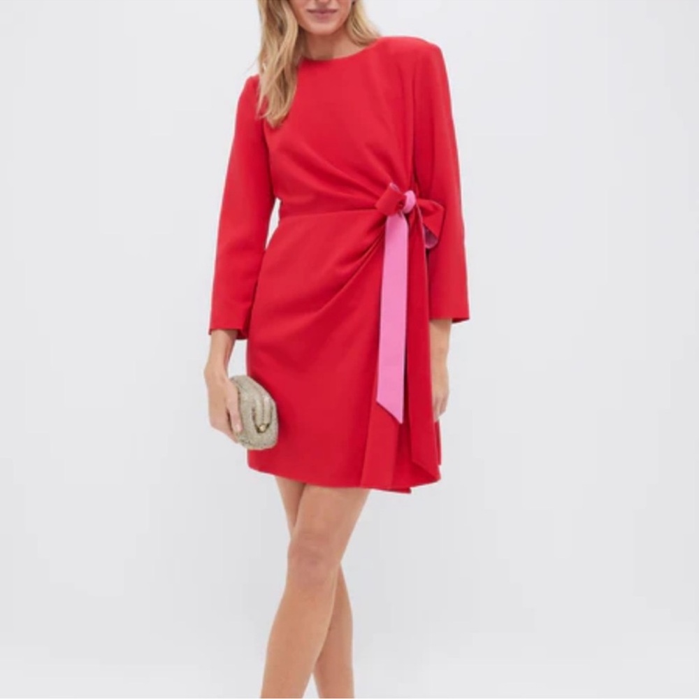 Tuckernuck Red Long-Sleeve Dress with Pink Side Tie